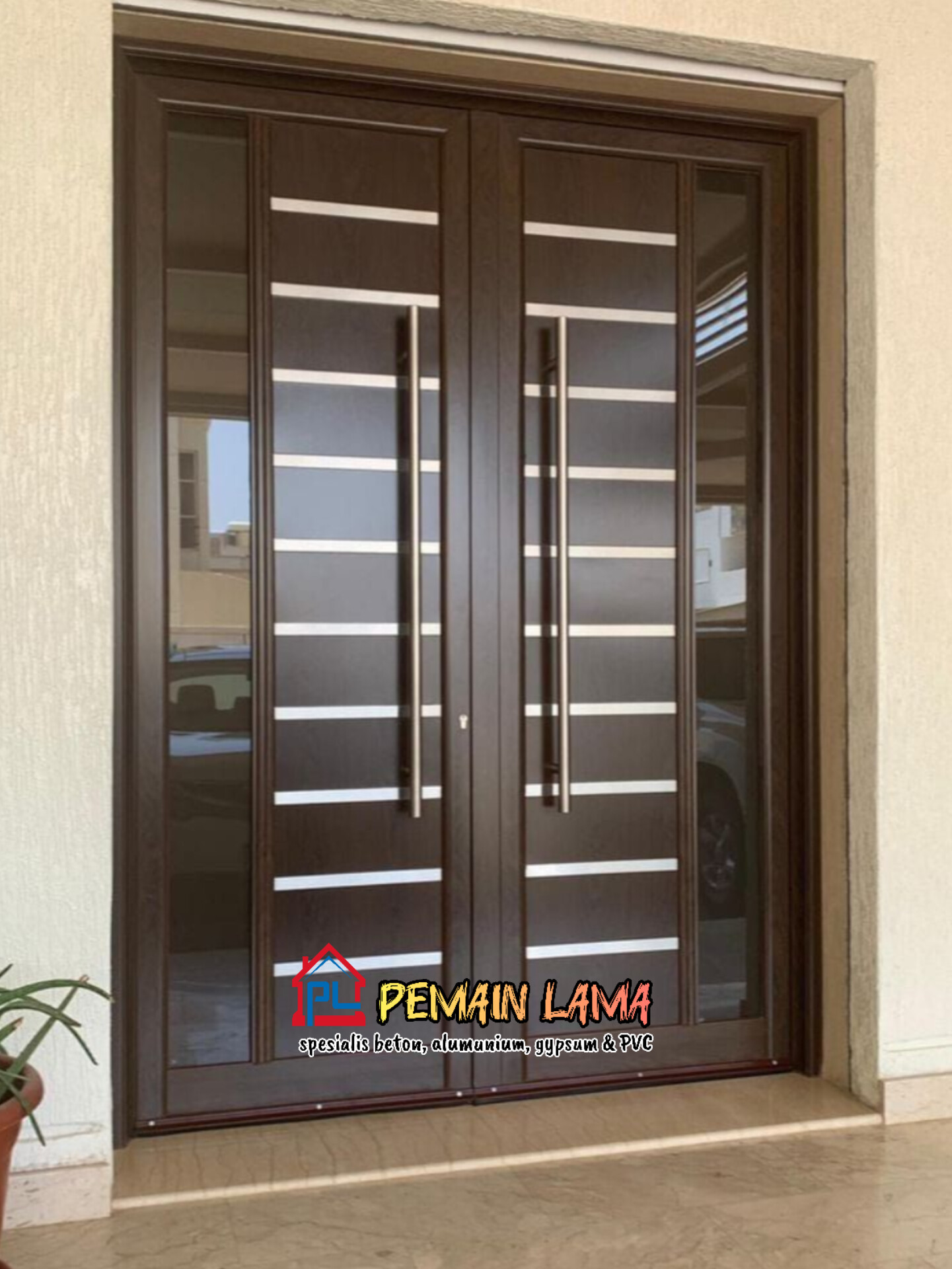 Pintu Aluminium ACP Kombinasi Kaca di Jember