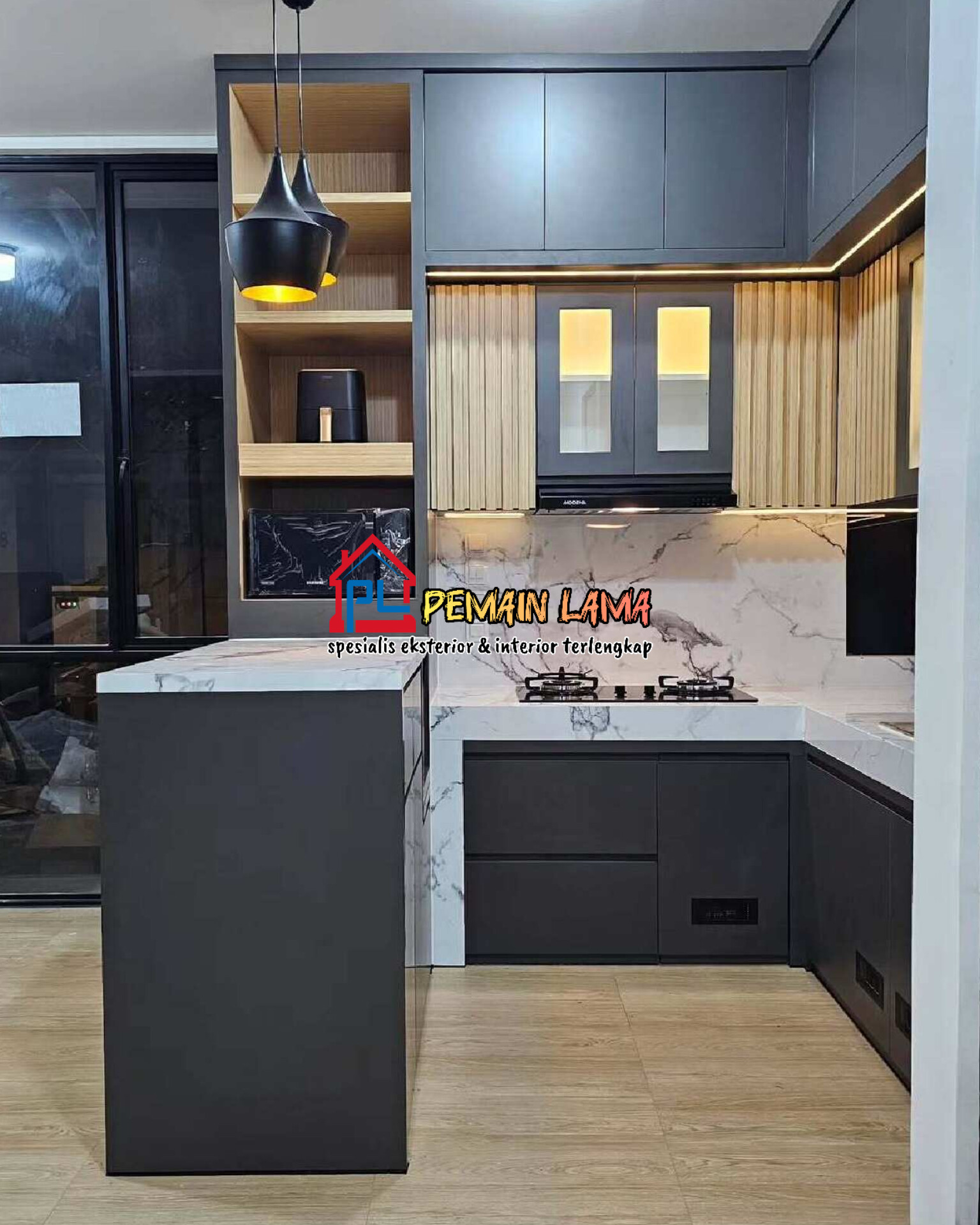 Kitchen Set Abu Abu di Jember