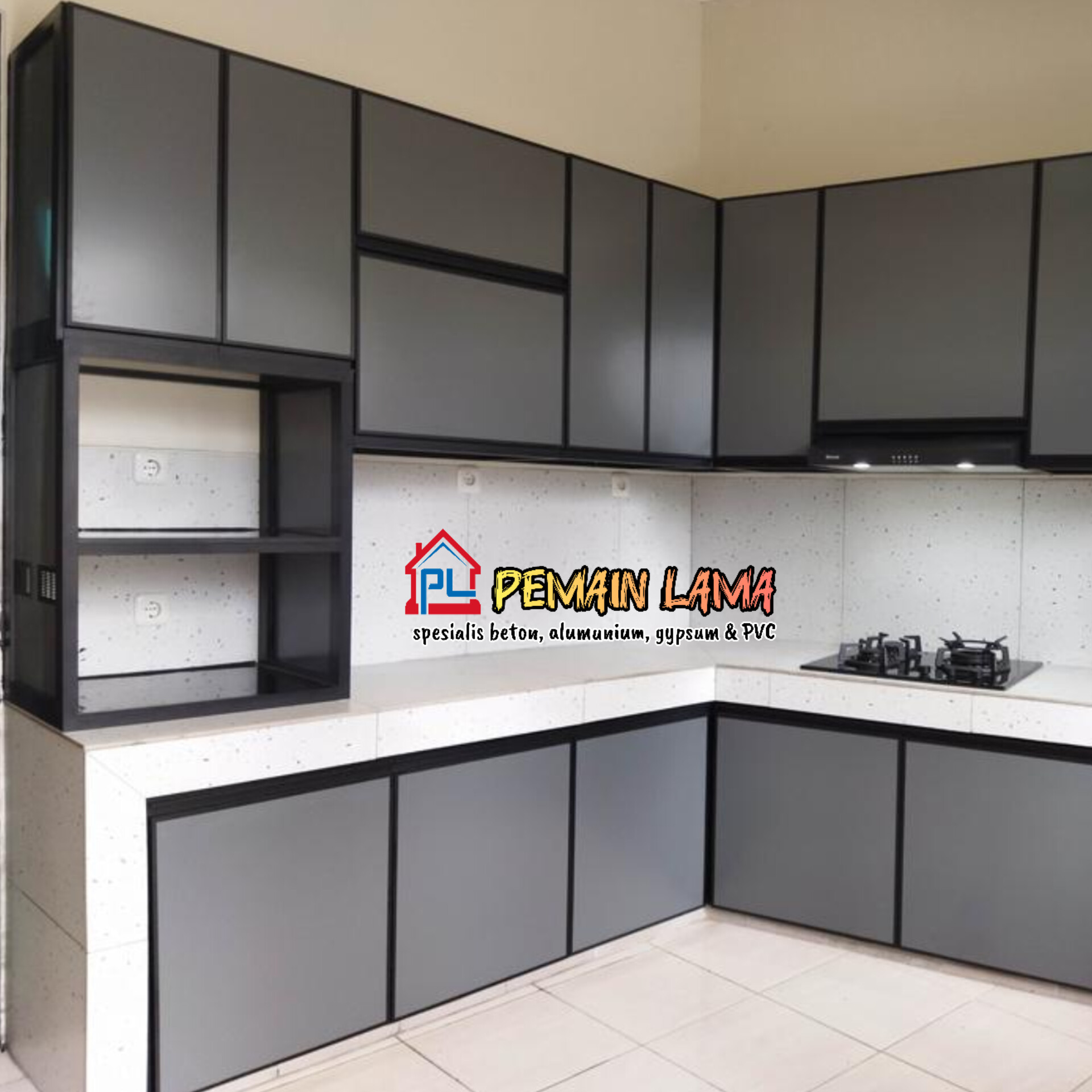 Kitchen Set Aluminium Abu Abu di Jember