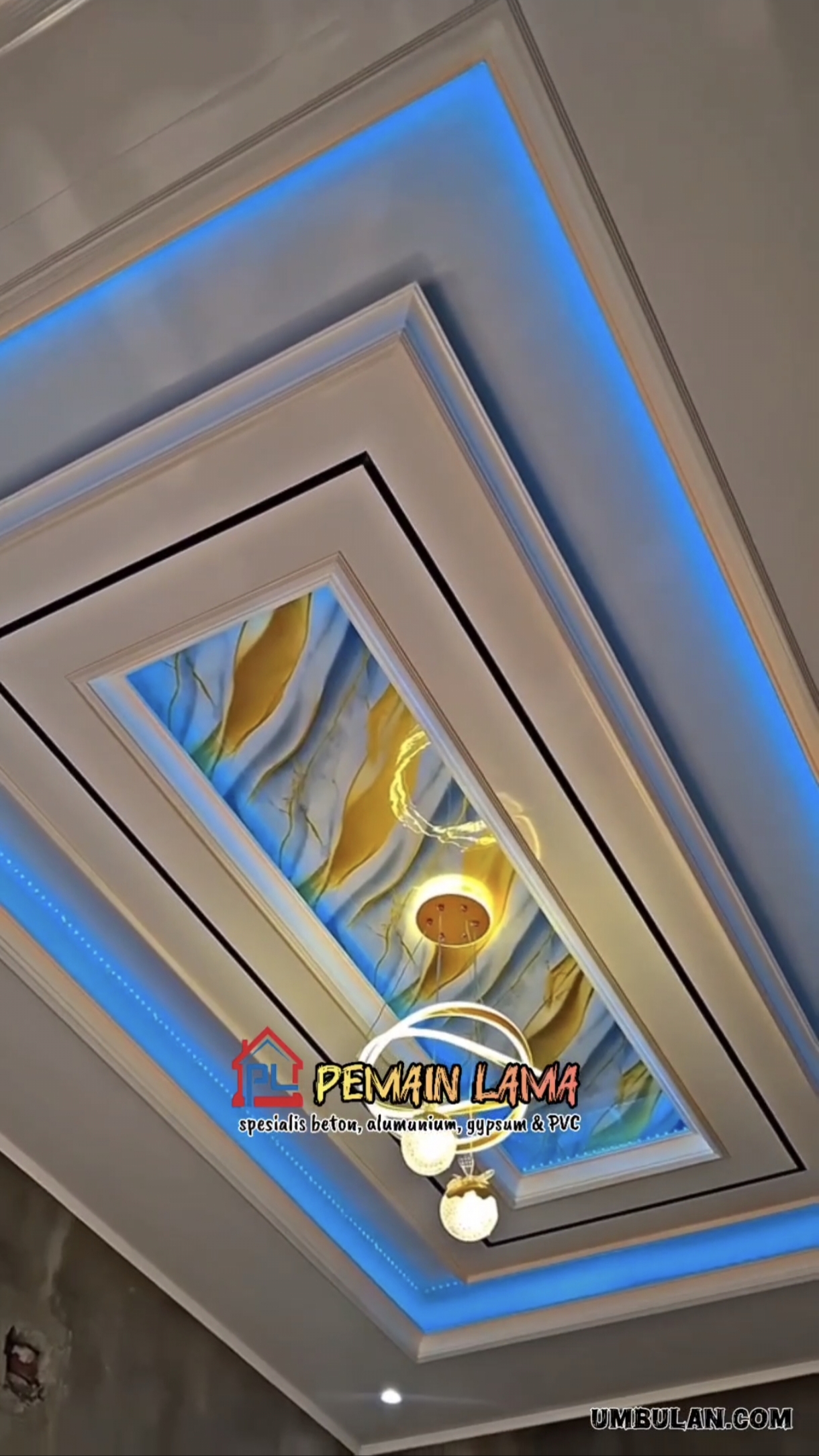 Plafon PVC Lampu Biru di Jember