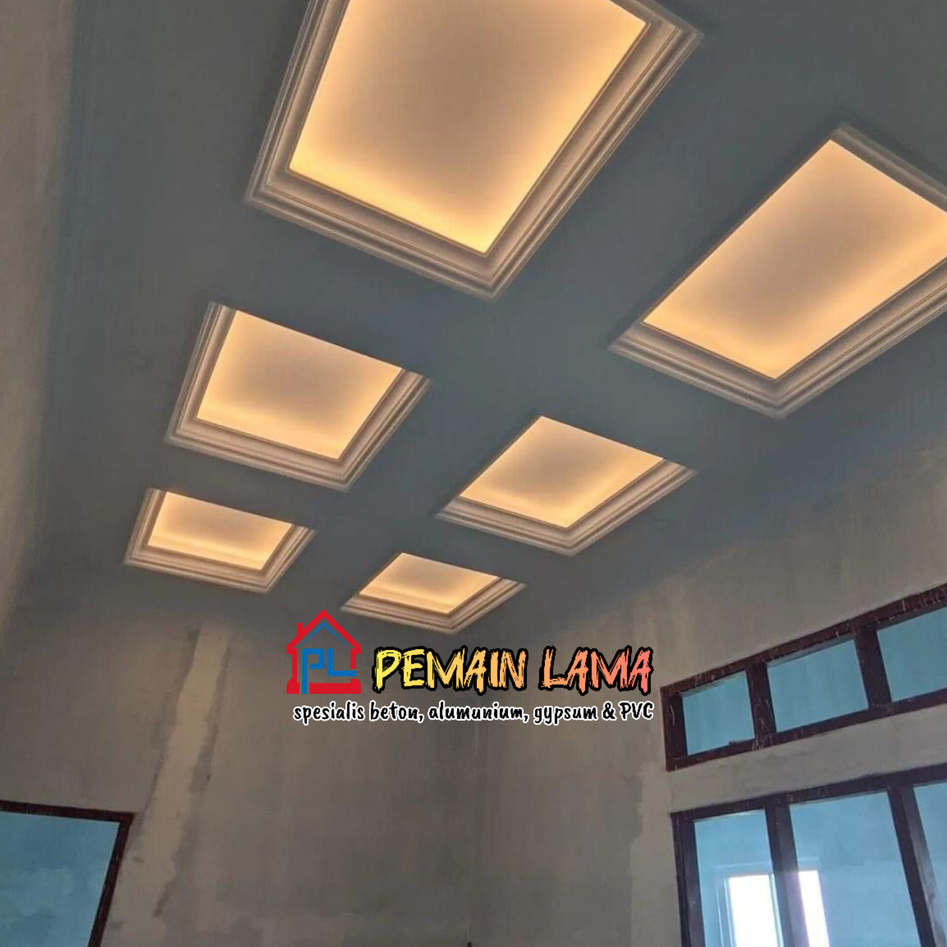 Plafon Gypsum Kotak Kotak di Jember