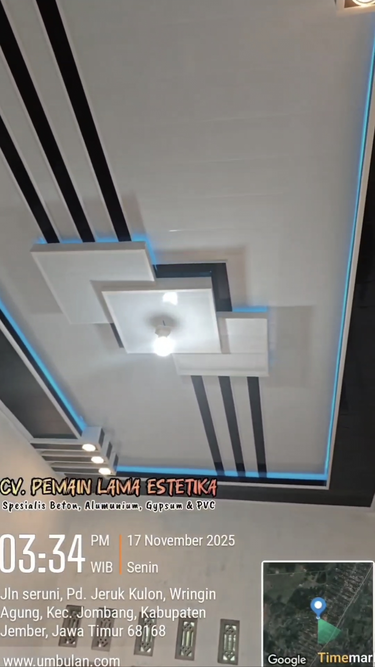 Plafon PVC Lampu Biru di Lumajang