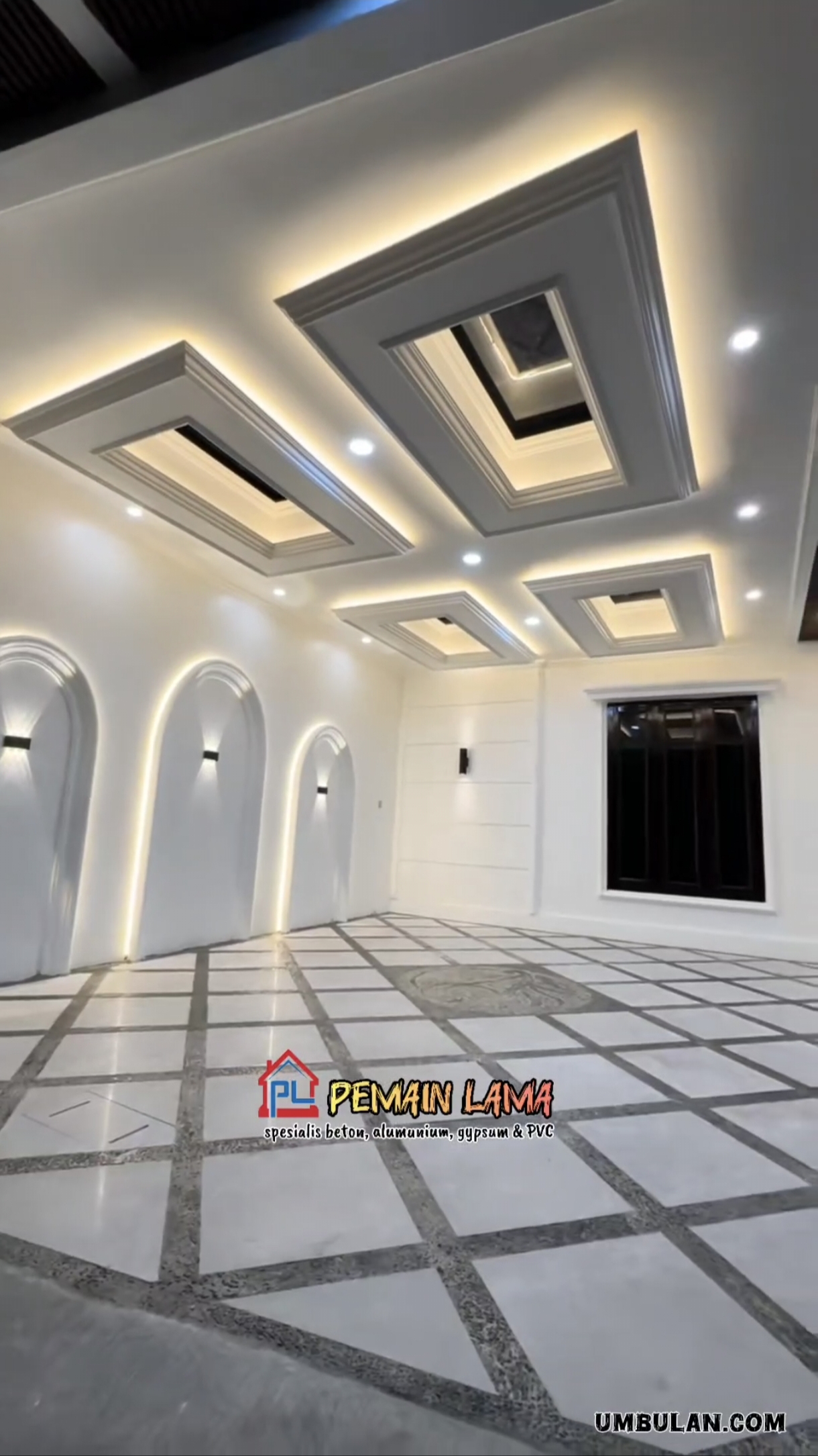 Plafon Gypsum Motif Kotak Kotak di Lumajang
